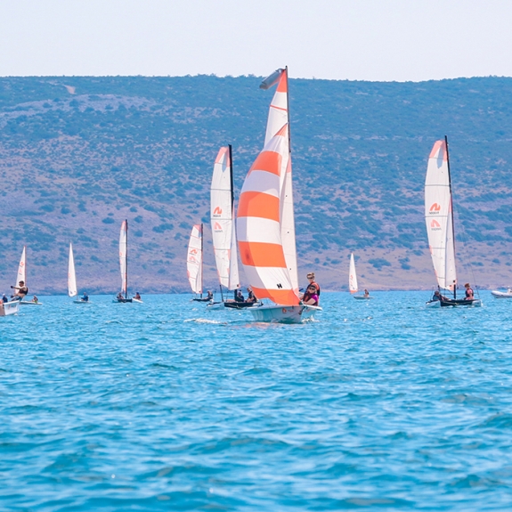 group of people dinghy sailing in Croatia