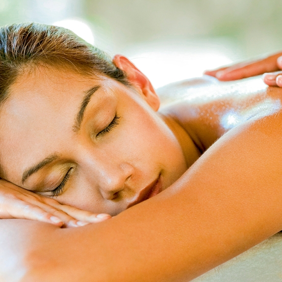 Woman having a back massage