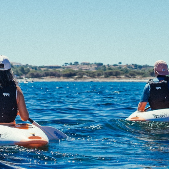two people kayaking in Sardinia