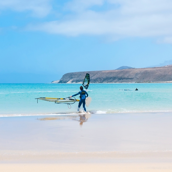 windsurfing at Sotavento Beach in Costa Calma