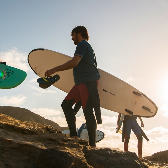 heading back from a surf session
