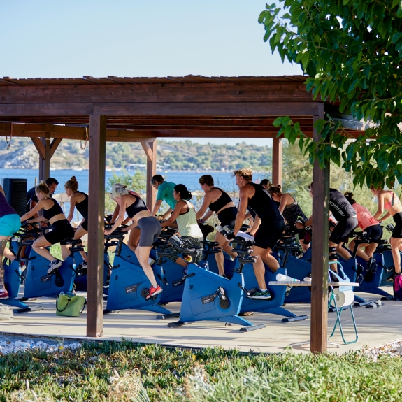 Cycling workout at Levante Beach Club