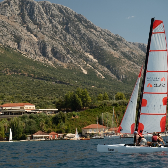 Cat sailing at Vounaki Beach Club