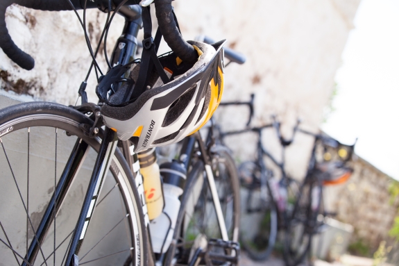 road bike and cycle helmet