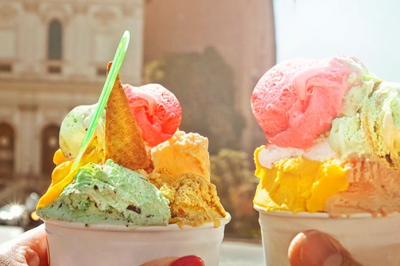 Tubs of Italian Ice cream