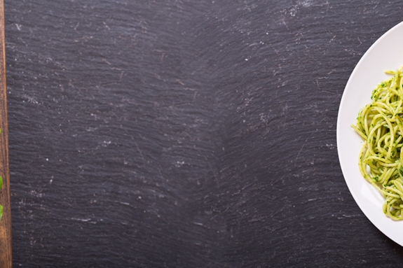 Plate of spaghetti with Pesto sauce