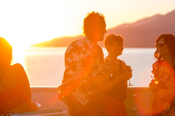 sunset drinks at Alana Beach Club in Croatia