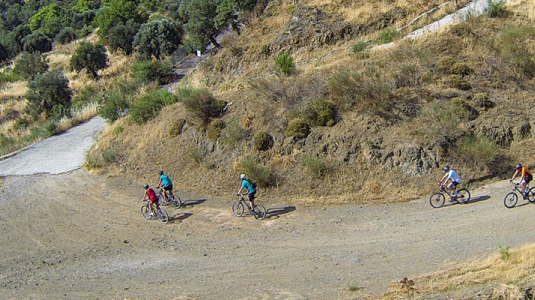 Aerial view of cycling on Lesvos, Greece