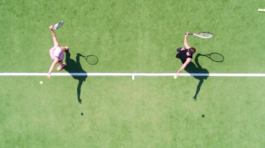 aerial view of tennis courts