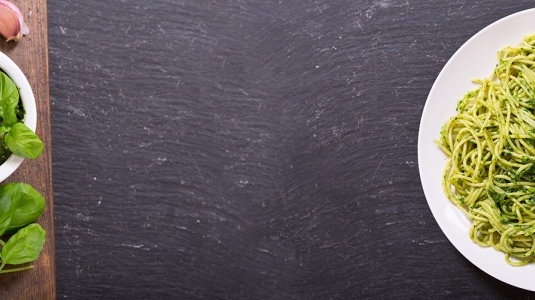 Plate of spaghetti with Pesto sauce