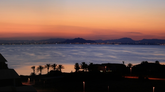 sunset views across the lagoon at Mar Menor