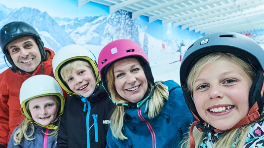family skiing at the Snow Centre Hemel Hempstead