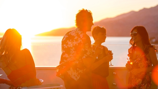 sunset drinks at Alana Beach Club in Croatia