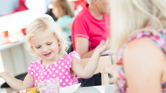 A child eating at a restaurant
