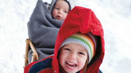 kids on a sledge