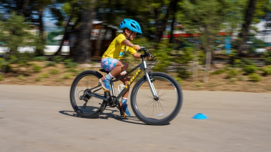 Young boy cycling
