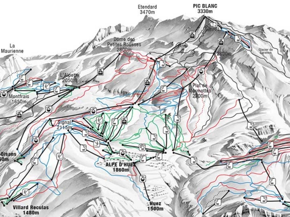 Alpe d'Huez piste map