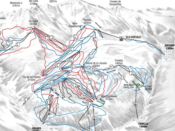 Soldeu & El tarter piste map