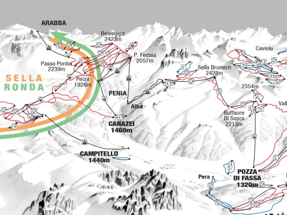 Val di Fassa piste map