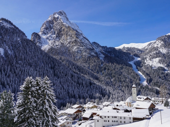 Aerial view of ski village in Italy