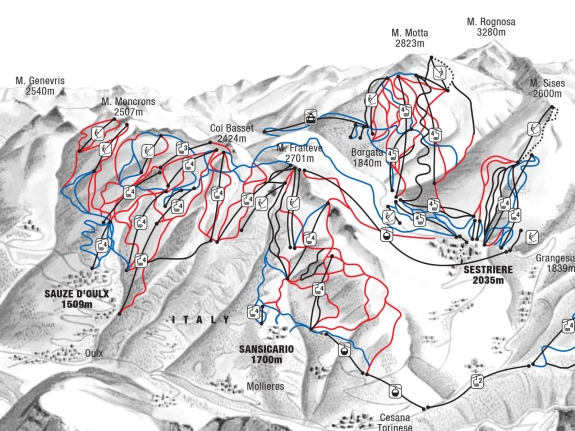 Sauze d'Oulx piste map