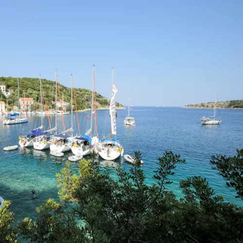 Yachts moored up in Ithaca