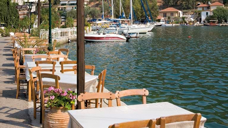 Waterfront tavernas in Sivota