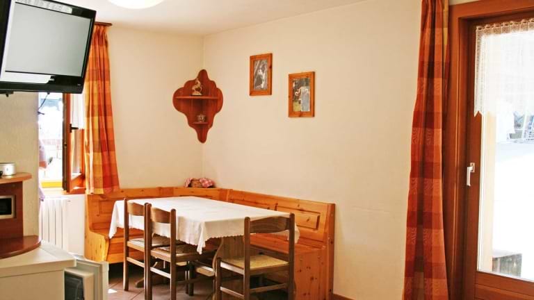 The dining area in an apartment