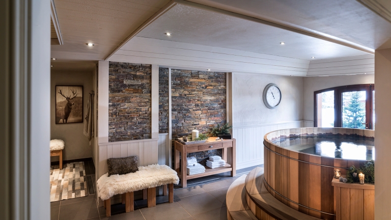 The hot tub in the shared spa area