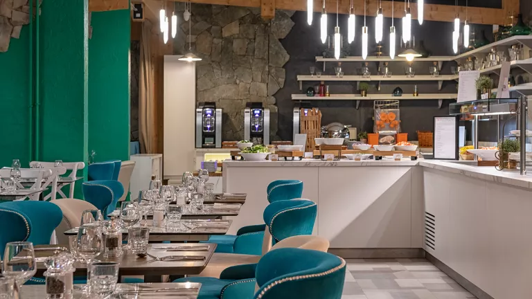 The stylish buffet area