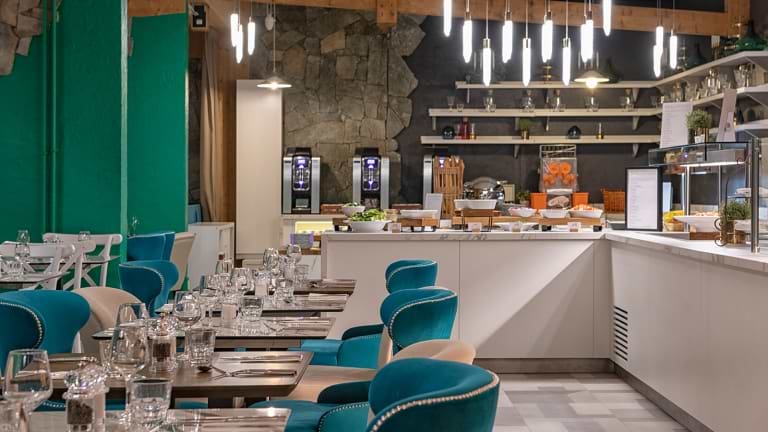 The stylish buffet area