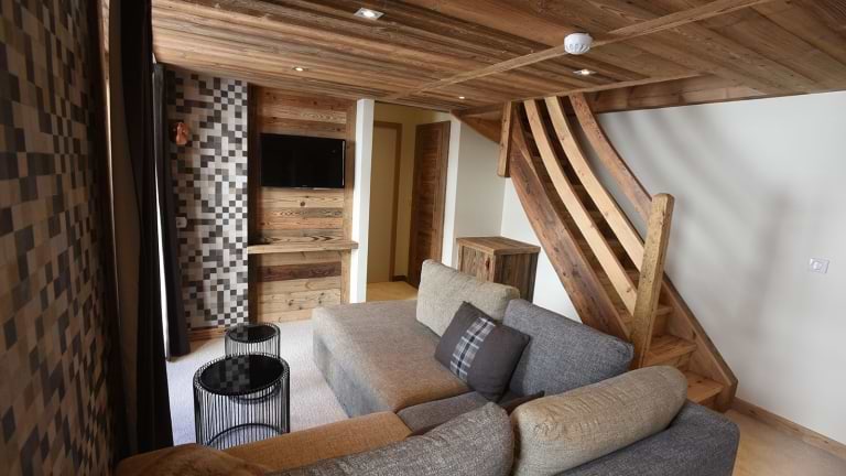 The living area of a two bedroom suite