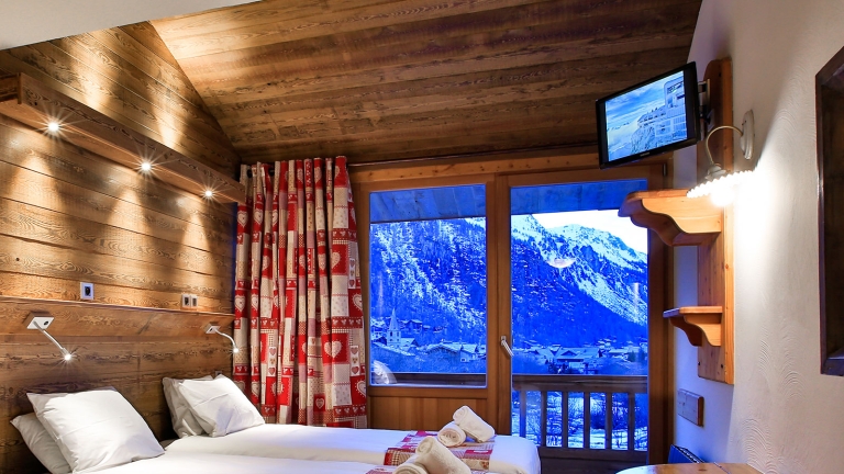 A club twin room with a view