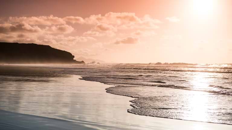 sunset across La Pared beach