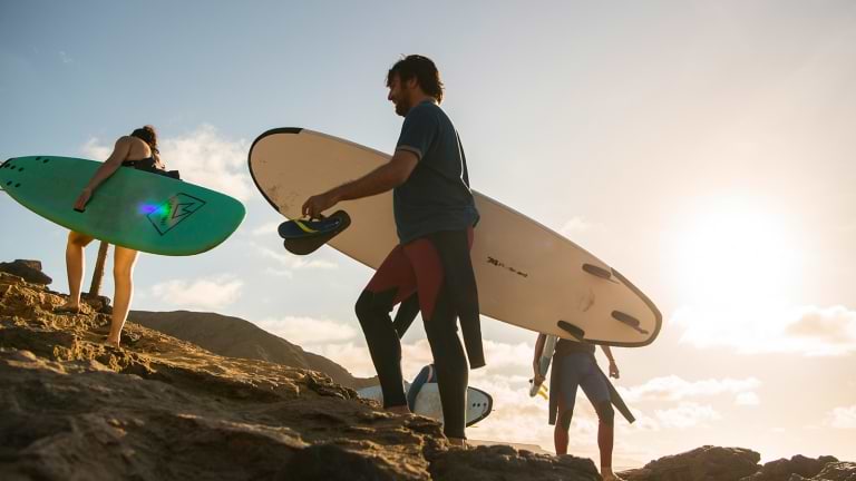 heading back from a surf session