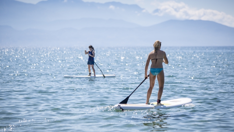 Paddle boarding at Cosmos Beach Club