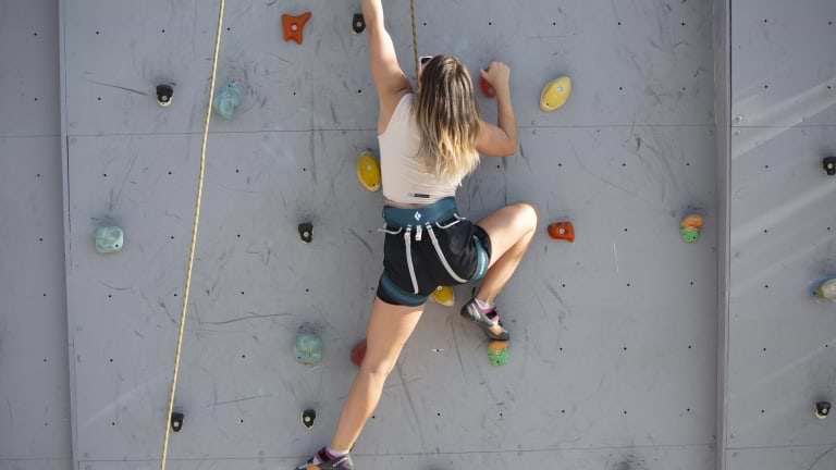 Try the climbing wall at Messini Beach Club