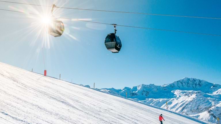 View of the Solaise slopes and gondola
