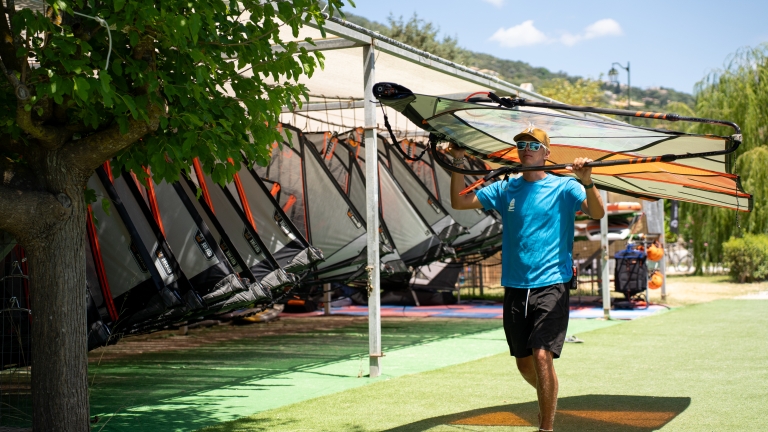 Windsurf racks at Cosmos Beach Club