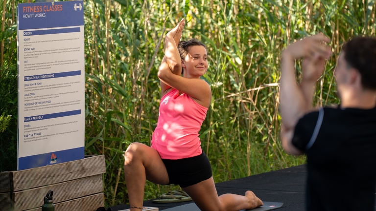 Shaded fitness area at Cosmos Beach Club