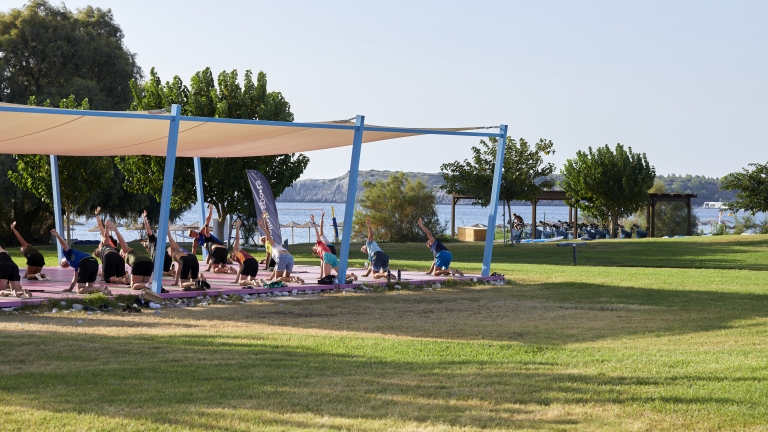 Levante Beach Club yoga and fitness decks