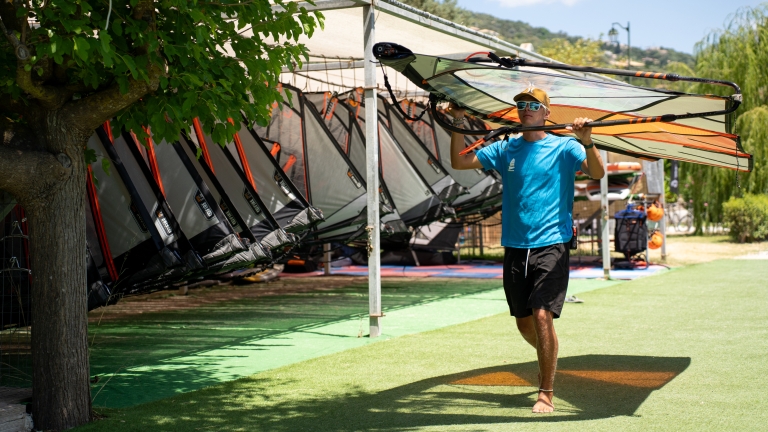 Windsurf racks at Cosmos Beach Club