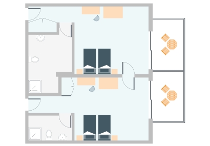 TWO INTERCONNECTING ROOMS