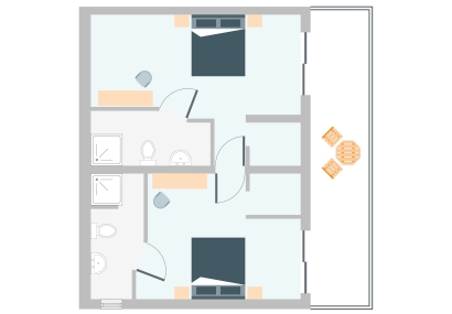 TWO INTERCONNECTING ROOMS