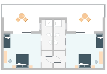 TWO INTERCONNECTING ROOMS WITH EXTRA BEDS