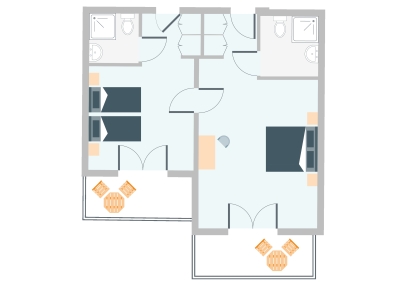 TWO INTERCONNECTING ROOMS WITH SEA VIEW