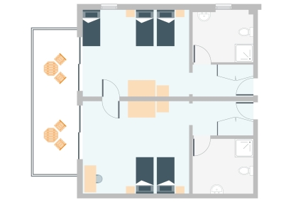 TWO INTERCONNECTING ROOMS WITH SEA VIEW