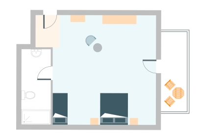 Twin or double room partial sea view