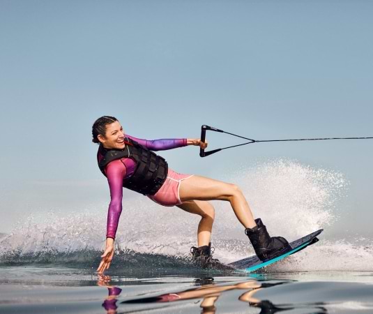 Woman wakeboarding