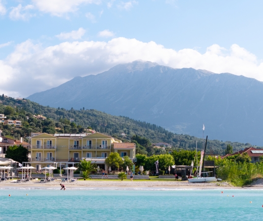 Cosmos beach club seen from the sea